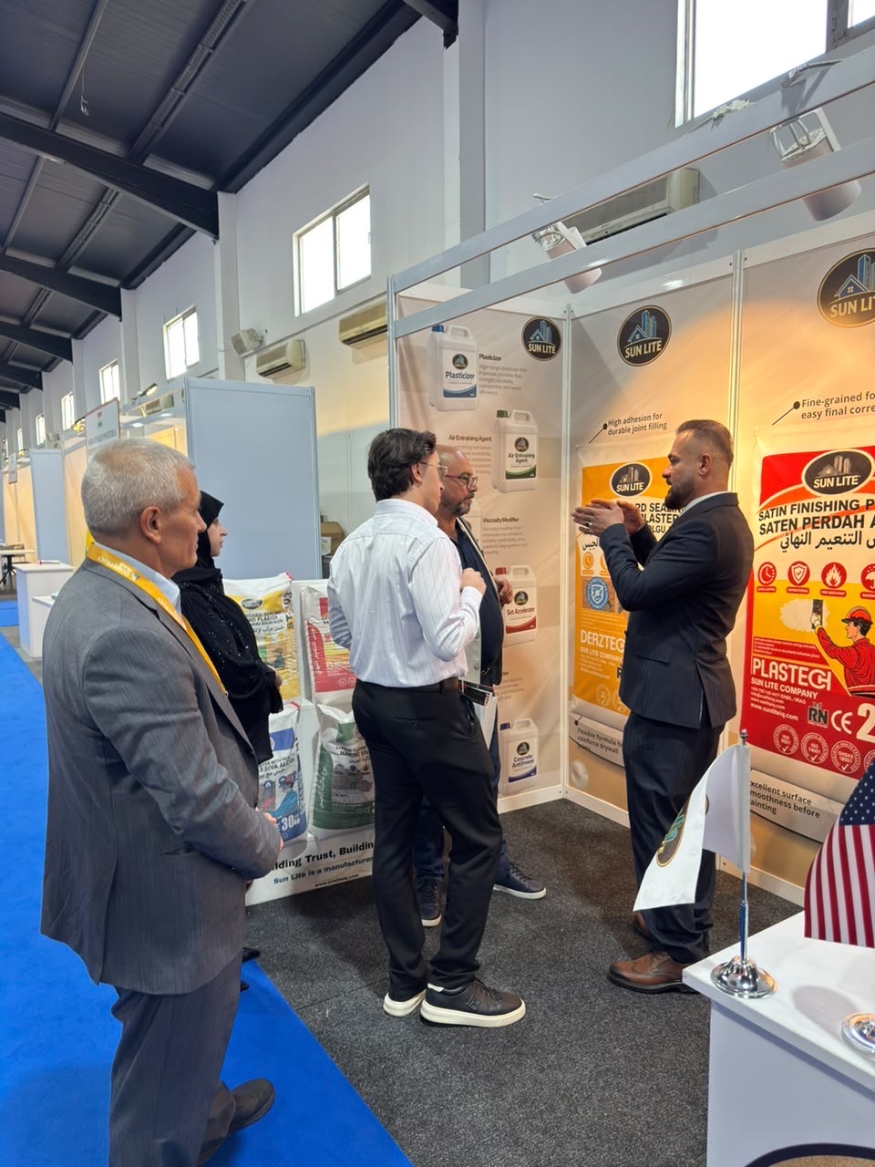 Visitors at the Sun Lite stand