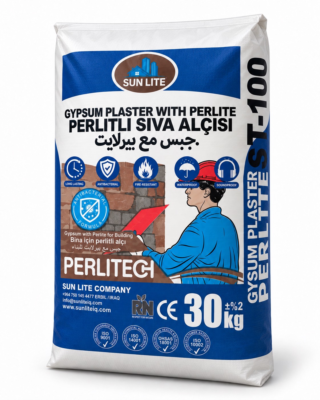 ST-100 Gypsum Plaster with Perlite — lightweight interior plaster by Sun Lite